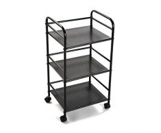 Versa 20880065 Carro de Cocina verdulero estantería Negra, Metal, 74 x 32 x 39 cm