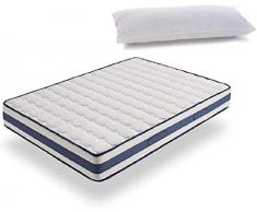 HOGAR24 ES -TZ40-Colchón Viscoelástico 75 x 180 cm + Almohada Tacto Pluma, Núcleo Alta Densidad Transpirable, Lado Verano-Invierno con Tejido 3D, Altura 22 cm.