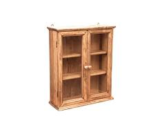 Biscottini Vitrina de Cocina de Madera 58 x 48 x 18 cm | Oiattaia Shabby Chic de Pared 3 estantes Vintage con 2 Puertas | Mueble de baño suspendido, 58x48x18