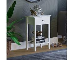 Home Discount Windsor 1 cajón Consola Mesa con Estante, Madera Blanca Pasillo Sala de Estar Dormitorio tocador Muebles de Escritorio