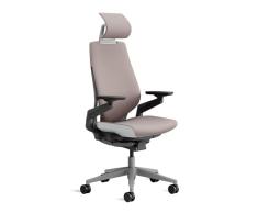 Steelcase Gesture Silla de Oficina Ergonómica con Altura, Soporte Lumbar, Brazos y reposacabeza Ajustables, Mecanismo reclinable y tapicería cómoda en Tejido Gris/naranja