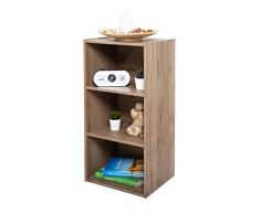 Iris Ohyama, Librería mediana de 3 niveles/estantería de madera/estantería de cubo/armario de libros/armario con estantes, Diseño,Modular, Oficina, Casa - Module Shelf - MDB-3 - Marrón ceniza