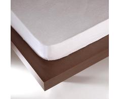 Sancarlos- Protector de colchón fino, Algodón rizo, Impermeable y silencioso, Color Blanco, Cama de 135 cm