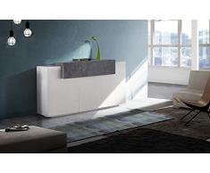 Homemania Aparador Coro con Puertas y Estanterías, Tablero de Aglomerado de Melamina, Blanco, Arce, 160 x 45 x 85.5 cm