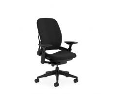 Steelcase Leap Silla de Oficina Ergonómica con Altura, Soporte Lumbar y Brazos Ajustables, Mecanismo reclinable, Cómoda tapicería en Tejido Negro