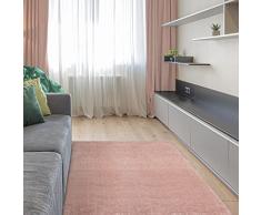 ECOMMERC3 Soft - Alfombra Salon Pelo Mediano Rosa de 60 x 120 cm con Textura Suave y Acolchada | Alfombra Antideslizante de Poliéster y 3D Backing | Alfombra Lavable en Lavadora