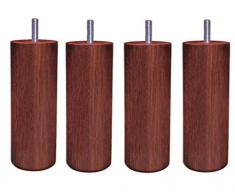 Margot – Camaleón Cilindro – Juego de 4 Patas de somier Madera 7 x 7 x 23 cm, Madera, Caoba, 7 x 7 x 23 cm