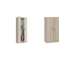 Habitdesign Armario Multiusos, Escobero, 2 Puertas, Acabado en Color Roble, Medidas: 73 cm (Ancho) x180 cm (Alto) x 37 cm (Fondo) + 007813F Zapatero Armario Basic, Mueble Auxiliar