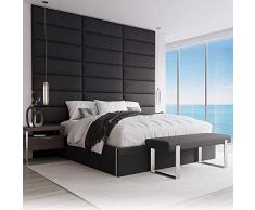 VANT Tapizado Cabecero - Paneles de pared Accent - Packs de 4 - Fácil de instalar - Cama individual y doble (76cm de ancho, Weave Steal Black)