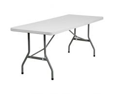 Flash Muebles 30 W x 72 Granito L de plástico Blanco Mesa Plegable