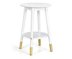 COSTWAY Mesa Auxiliar, Blanco, 46 x 46 x 61cm (L x B x H)