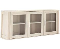 Ibbe Design Armario de Pared Acabado de Aceite Blanco Vitrina con 3 Puertas de Cristal Paris