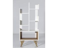 Questo Casa TRMDLF100016 Librería, Estante para Libros, Wood, Blanco, 70x160x37