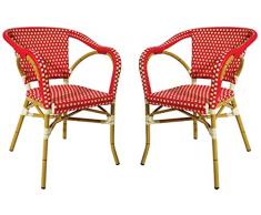 Natural Vintage Garage Rivoli Sillón, Aluminio y Sintético, Rojo Crema, 56.00x58.00x80.00 cm, 2 Unidades