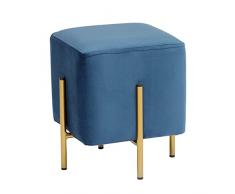 Baroni Home Puf Reposapiés, Taburete, puf de Terciopelo Acolchado, Color Azul, Medidas 33x33x38 cm