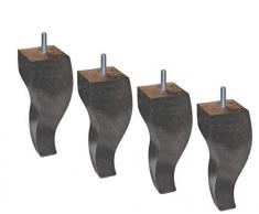 Margot Royal Louis XV – Juego de 4 Patas de somier, Madera, Roble grisáceo, 5,5 x 5,5 x 18 cm