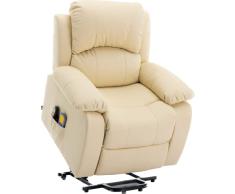 Astan Hogar Sillón Relax con Función Auto-Ayuda (Levanta Personas), Reclinación Eléctrica, Masaje Y Termoterapia, Modelo Ramón AH-AR30930CR, Crema,