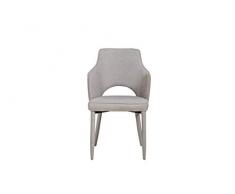 Homemania HOMCN_1170 Silla Alhena, Metal, Tela, Beige, 60 x 52 x 84.5 cm