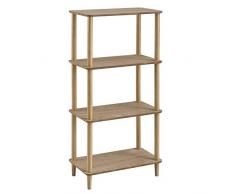 LOLAhome Estantería de Pino Natural Beige con 4 baldas nórdica para salón Vitta