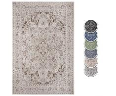 Hanse Home Alfombra de Tejido Plano para Interior y Exterior, Alfombra Durban, diseño Moderno Oriental, patrón detallado para Dormitorio, Cocina, salón, terraza - Crema/Beige, 80 x 150 cm