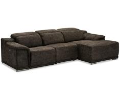 Ibbe Design Sofá Chaise Longue Esquinero Derecha Marrón 3 Plazas Alexa Tapizado en Tela Sillas Sillón de Salón Sala de Estar