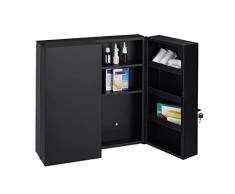 Relaxdays Botiquín Armario para medicamentos XXL, se Puede Cerrar, 11 Compartimentos, Acero, 5 x 53 x 19 cm, 2 Puertas, Antracita, aleado, 53,5x53x19 cm