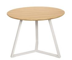 DRW Mesa de Comedor Redonda de Madera Natural y Metal en Natural y Blanco 120x75x3cm
