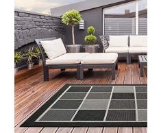 Universal Alfombra Indoor-Outdoor Nicol Cuadros, 100% Polipropileno, Negro, 80 x 150 cm