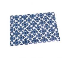 DRW Alfombra Rectangular de Vinilo Espuma y PVC con Dibujos en Azul y Blanco 90x60cm