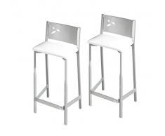 ASTIMESA TAACBL Dos Taburetes Altos de Cocina Asiento 60 cms Polipiel Blanco