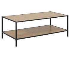 Marca Amazon - Movian - Mesa de centro con 1 balda, superficie de roble salvaje y base negra de metal, 60 × 120 × 45 cm