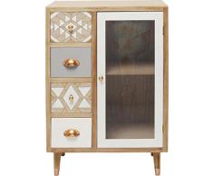 Kare – Cómoda Alta. Visible Oase, 83305, pequeño, Moderna Vitrina Armario con cajones (Parte Frontal) Gris/Blancas y una Puerta de Cristal, Color marrón Claro (H/B/T) 85 x 60 x 34 cm