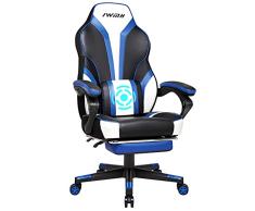 Intimate WM Heart Silla Gaming, Silla Gamer Ergonómica, Silla con Pedales Plegables,Silla de Oficina con cojín vibratorio, Soporte Lumbar para Masaje, Respaldo Alto, Reposabrazos Ajustables (Azul)