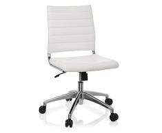 hjh OFFICE 720003 Silla de Oficina Trisha Piel sintética Blanco, Silla giratoria sin Brazos, Silla Escritorio, Ajuste Altura