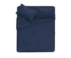 Elegant Cl El BLU Scuro 2Pst Juego de Ropa de Cama (Hoja Plana 250x300, Plancha instalada 170x200cm+2 Fundas 52x82cm), Microfibra, Azul Oscuro, Doble