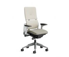 Steelcase Please Silla de Oficina Ergonómica con Altura, Soporte Lumbar y Brazos Ajustables, Mecanismo reclinable, Respaldo Alto, Tapicería Cómoda en tejido beige/gris