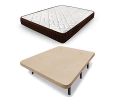 HOGAR24 ES | Cama Completa | Dream Flex 13 + Base Tapizada Beige con Juego de Patas de 25 cm. Medida: 180x200 cm
