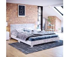 Home Discount Victoria Cama tamaño King, Marco de Cama de 1,5 m, cabecero tapizado de Tela para Dormitorio, Muebles, Terciopelo Plateado