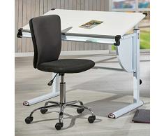 Inter Link Escritorio ergonómico para niños hecho de metal y tablero de fibra de densidad media MDF en blanco, rosa fucsia y azul
