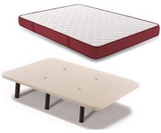 HOGAR24 BZ62- Colchón Viscoelastico + Base Tapizada con Patas, Medida 150x190 cm. Higiénico-Transpirable.