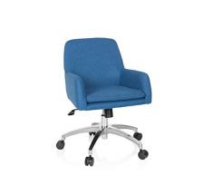 hjh OFFICE 670959 Silla Home Office Shake 400 Tela Azul, Sillón de Oficina, Estilo Retro Muy de Moda, cómodo Acolchado, Altura Ajustable