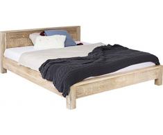 Kare Design Cama madera Puro, 160x200cm, marron claro, dormitorio, mango de madera maciza lacado