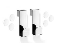 ZACK ZK40262 Set 2 Gancho MAMPARA Ducha, Acero Inoxidable, 4,1 x 2,4 x 7,5 cm