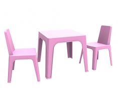 resol Julieta set infantil de 2 sillas y 1 mesa para interior, exterior, jardín - color rosa