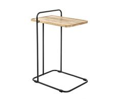 Haku Möbel Mesa Auxiliar, Tubo de Acero, Negro-Roble, L 49 x W 35 x H 73 cm