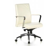 hjh OFFICE 600310 silla de oficina BAROLO 10 cuero color marfil, con apoyabrazos, buen acolchado, cromado, inclinable, alta calidad, sillón, alta gama