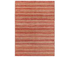 HAMID - Alfombra Yute Lana Olivia, Alfombra Lana y Yute, Tejida a Mano Tejida para Salon, Dormitorio, Sala de Estar Color Rojo Natural, (120x170cm)