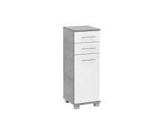 Schildmeyer Nitro Aparador 136973, Madera de ingeniería, Steingrau/Weiß Matt, 30,3x36,6x88,6 cm