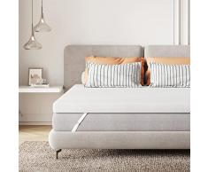 Sweetnight Topper Colchón 160x190 cm | Sobrecolchón Viscoelástico de Espuma de Gel con Memoria| 10 cm de Altura| Blanco | con Funda Extraíble y Lavable | Colchoncillo Suave y Transpirable