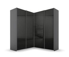 Rauch Möbel Quadra Armario de Esquina de Puertas suspendidas, Madera de ingeniería, Gris Brillante/Gris, 181x210x187